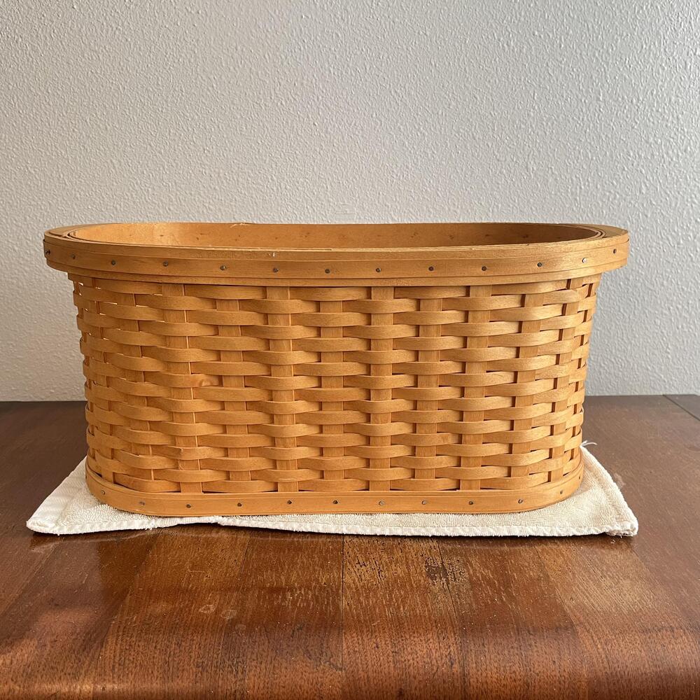Longaberger Workload Basket Handwoven Storage Signed Wood Wicker USA Decor